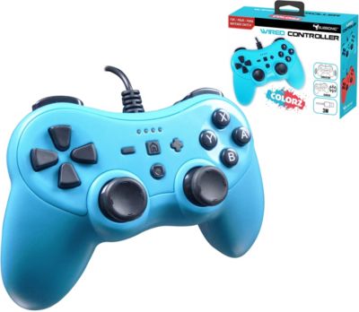 Manette SUBSONIC Manette filaire Switch Bleu néon