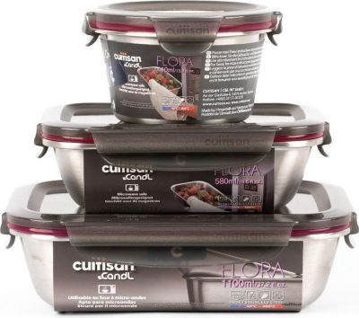 Boîte alimentaire CUITISAN Lot de 3 boites alimentaires inox compat
