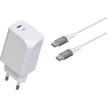 Chargeur USB C GREEN_E USB-C 30W + Cable USB-C blanc