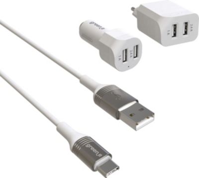 Chargeur secteur GREEN_E KIT DE CHARGE Ecoconçu USB-C/USB