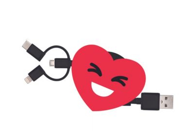 Câble trio YELLO KOKO USB vers USB-C/Micro/Ligthning 1M Coeur