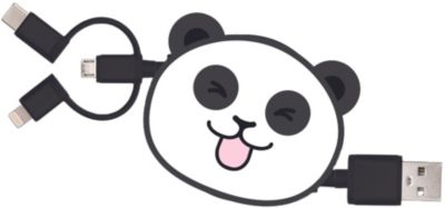 Câble trio YELLO KOKO USB vers USB-C/Micro/Ligthning 1M Panda