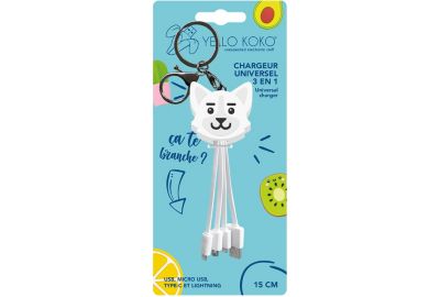 Câble trio YELLO KOKO USB vers USB-C/Micro/Ligthning Chien