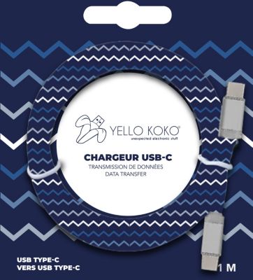 Câble USB C YELLO KOKO vers USB C 1m Kami Motif  ZigZag