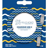 Câble USB C YELLO KOKO vers USB C 1m Kami Motif  Wave