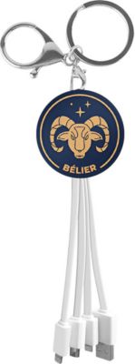 Câble micro USB YELLO KOKO USB 3-en-1 Porte-Clés design Bélier