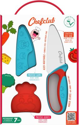 Couteau chef CHEFCLUB le couteau du chef kids bleu et rouge