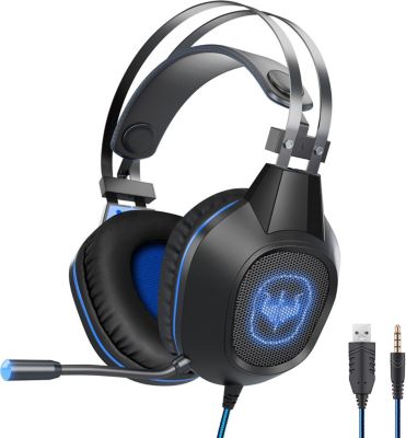 Casque gamer OVLENG GT64 bleu LED pour PC & consoles