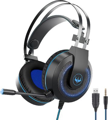 Casque gamer OVLENG GT65 bleu LED pour PC & consoles
