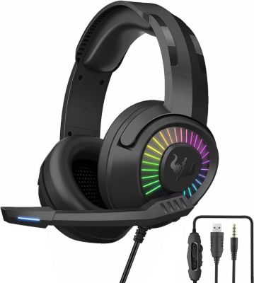 Casque gamer OVLENG GT67 noir LED pour PC & consoles