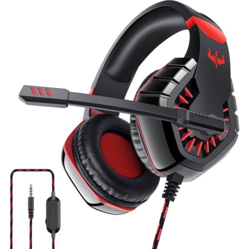 CASQUE GAMER WE FILAIRE AVEC MICROPHONE AJUSTABLE NOIR ROUGE