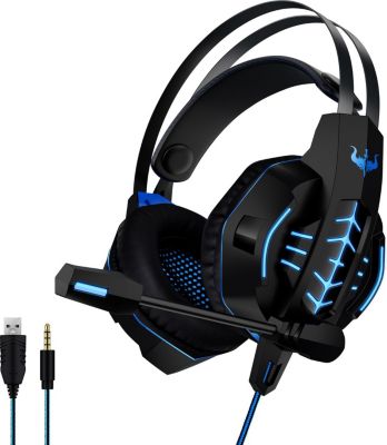 Casque gamer OVLENG GT63 bleu éclairage LED - HP 40mm