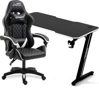 Bureau AMSTRAD DESK120Z-WHITE & Fauteuil BK-ICE - Blanc