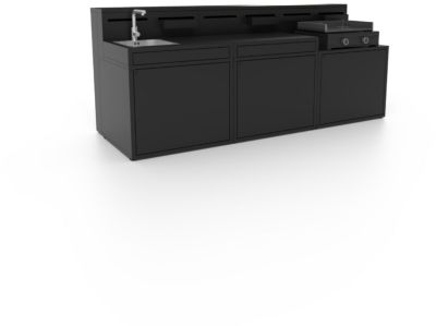 Cuisine extérieure FORGE ADOUR Cuisine complète - 3 modules en acier noir (L. 270 cm)