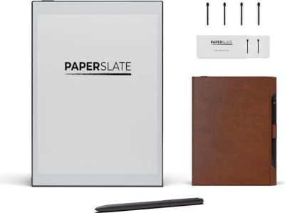 Bloc-notes numérique PAPERSLATE Pack + Couverture Brune + 4 Mines