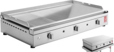 Plancha gaz PLANET Plancha CHEF 80 LisseRainurée+Couvercle
