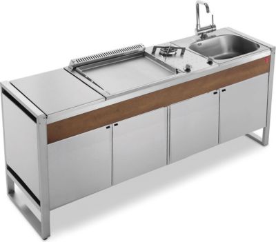 Plancha gaz PLANET Table 205C + OASI 55+Feu+Evier+Mitigeur