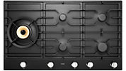 Table de cuisson mixte 90cm 1 foyer gaz + 4 induction verre Noir - SMEG  Elite Réf. PM3953D