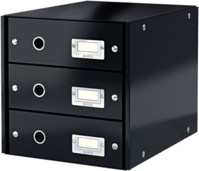 Bloc tiroir LEITZ Bloc de classement WOW 3 tiroirs Noir