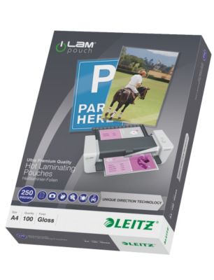 Consommable de bureau pour plastifieuse LEITZ Pochettes 250 UDT A4 boite de 100 Consommable de bureau pour plastifieuse LEITZ Pochettes 250 UDT A4 boite de 100