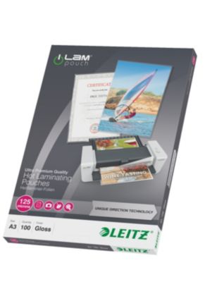 Consommable de bureau pour plastifieuse LEITZ Pochettes 125 UDT A3 boite de 100