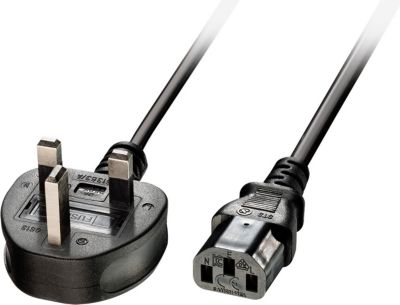 Câble alimentation LINDY Câble électrique secteur IEC - UK 3m Câble alimentation LINDY Câble électrique secteur IEC - UK 3m