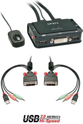 LINDY KVM DVID Single Link USB audio 2 ports