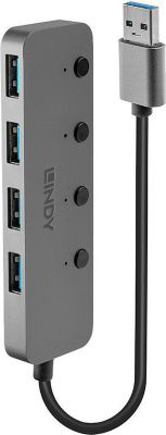 Hub LINDY Hub USB 3.0 4 Ports Argent