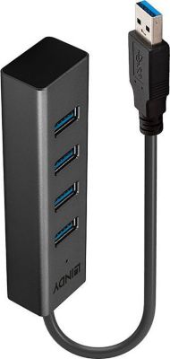 Hub LINDY Hub USB 3.0 4 ports Aluminium Gris