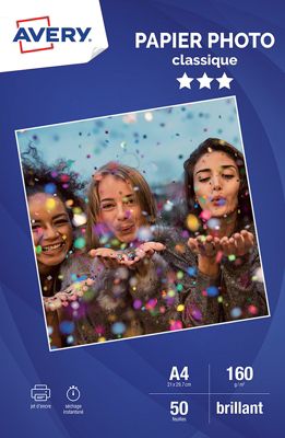 Papier photo AVERY 50 Photos brillantes A4 160g/m²