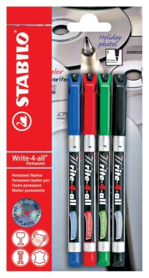 Ecriture STABILO Pack 4 feutres permanent Write-4-all