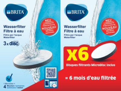 BRITA MicroDisc Lot de 3 filtres à eau - Convient pour les bouteilles  filtrantes BRITA fill&go et les carafes filtrantes BRITA fill& - Cdiscount  Electroménager