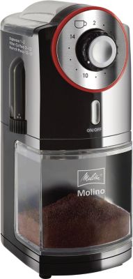 Moulin à café MELITTA MOLINO NOIR ET ROUGE INOX