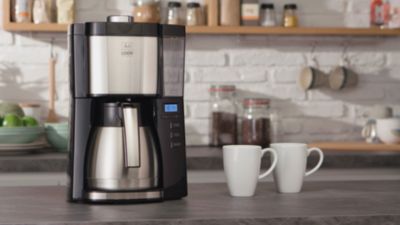 Voir la vidéo pour Cafetière filtre MELITTA look v therm timer noir acier brossé