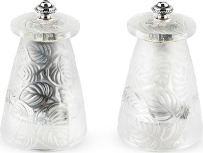 Duo moulins à poivre et sel PEUGEOT Lalique Cristal soufflé Transparent 9cm