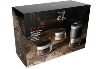 Coffret Moulin à poivre PEUGEOT maestro mp graphite + 3 poivres