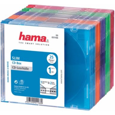 Boite à CD/DVD HAMA Slim CD pack de 25 Differents coloris