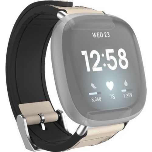 Bracelet HAMA Fitbit Versa 3 Sense cuir silic. blanc