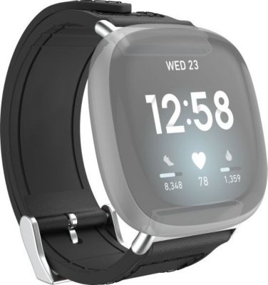 Bracelet HAMA Fitbit Versa 3/Sense, cuir/silic., noir
