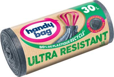 Sac poubelle HANDY BAG Ultra résistant 30L - 1 rouleau 15 sacs
