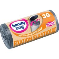 Sac poubelle HANDY BAG fixation elastique 30L-1 rouleau 15 sacs