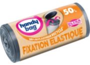 Sac poubelle HANDY BAG fixation elastique 50L-1 rouleau 10 sacs