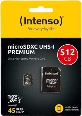 Carte Micro SD INTENSO SDHC 512GO - UHS-I + Adaptateur