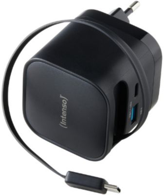 Chargeur secteur INTENSO 65W cable USB-C + port USB-C/USB-A Noir