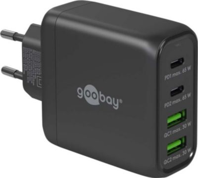 Chargeur secteur GOOBAY Chargeur Fast 68W USBA USBC GaN Noir