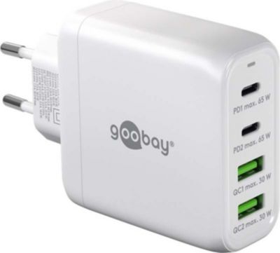 Chargeur secteur GOOBAY Chargeur Fast 68W USBA USBC GaN Blanc