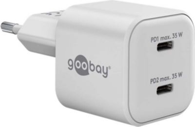Chargeur secteur GOOBAY Chargeur Rapide 35 W 2 USBC PD GaN blanc