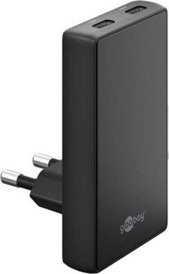 Chargeur secteur GOOBAY Chargeur 45W double USB-C plat fin noir
