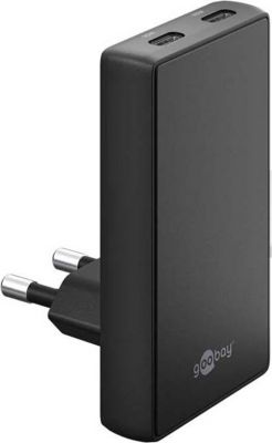 Chargeur secteur GOOBAY Chargeur 65W double USB-C plat fin noir