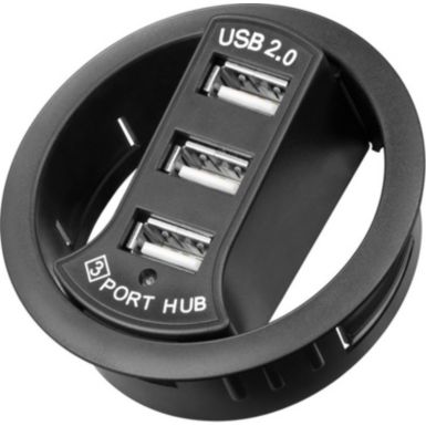 Hub CONECTICPLUS USB 2.0 de bureau 3 ports Ø 60 mm